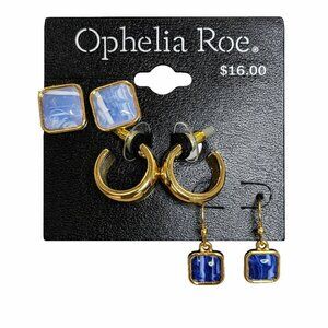 Ophelia Roe Gold Tone and Blue Earring Set